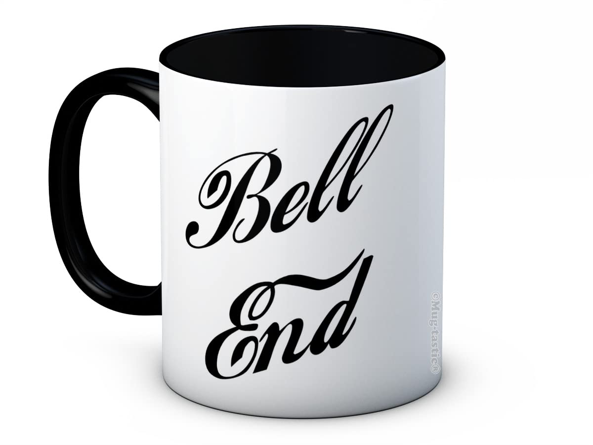 Mug-Tastic Black And White Bell End - Rude Funny Joke Ceramic Coffee Mug - Great Secret Santa Gift!