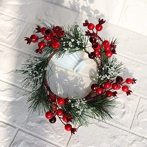 Chezmax Candle Rings Berry Tea Light Ring Small Candle Wreaths Berry Candle Holder Table Decoration For Christmas Valentine's Day Thanksgiving Day Dinner Party Wedding Diameter 4" 4 Pcs #TOP1