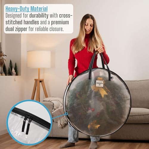 image for VENO 2 Pack Christmas Wreath Storage Container - 30 Inch Clear Wreath 