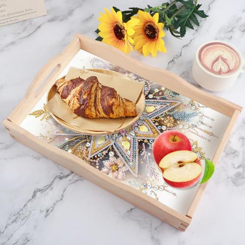 Image of AiYuanzsh Star Diamond Art Tray with Handle, 5D Diamond Painting Tray DIY Plate Kit for Adults, Decorative Diamond Art Organizer Tray for Home Decor