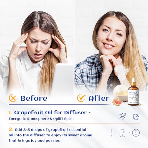 Image of HIQILI 30 ml Grapefruit Essential Oil, for Diffuser, Skin Care,100% Pure and Natural - 1 Fl Oz