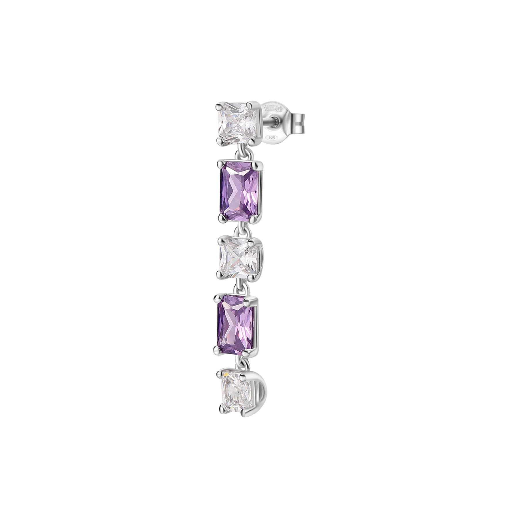 Brosway Orecchino Singolo Pendente Donna In Argento 925 Rodiato Con Zircone Amethyst - Collezione Fancy FMP11
