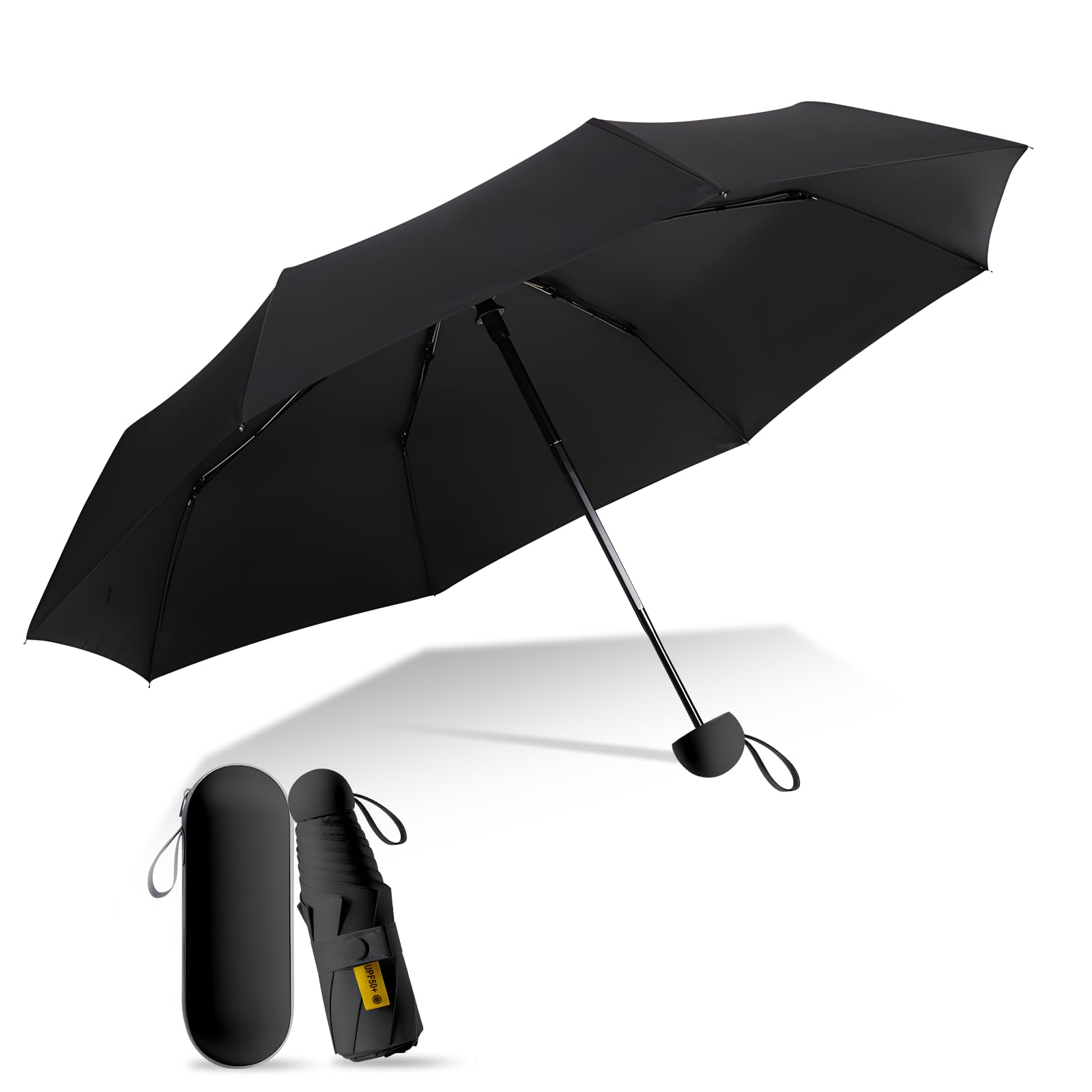 Parapluie Compact Anti-UV UPF 50+ - Mini Parapluie De Poche 6 Branches, 245g, Avec étui - Pour Soleil Et Légère Pluie - 10