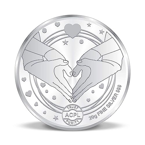 Image of ACPL Precious Moments BIS Hallmarked Wedding-Anniversary Marriage Gift 999 Pure Silver Coin 10gm 20gm 50gm 100gm