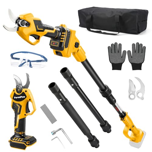 FormiPow Cordless Pruning Shears with Pole for Dewalt 20V Battery, Brushless Pruner with 1.2'...