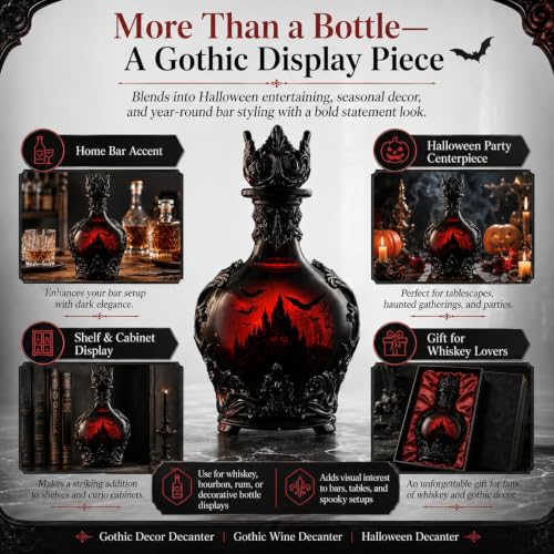 BKSXSOP Bouteille de Whisky Gothique Style Potion Magique d'halloween, 370 ML (12,5 oz), 1 pièce : 10 cm (4 po) de Largeur x 25 cm (10 po) de Hauteur – vue 5