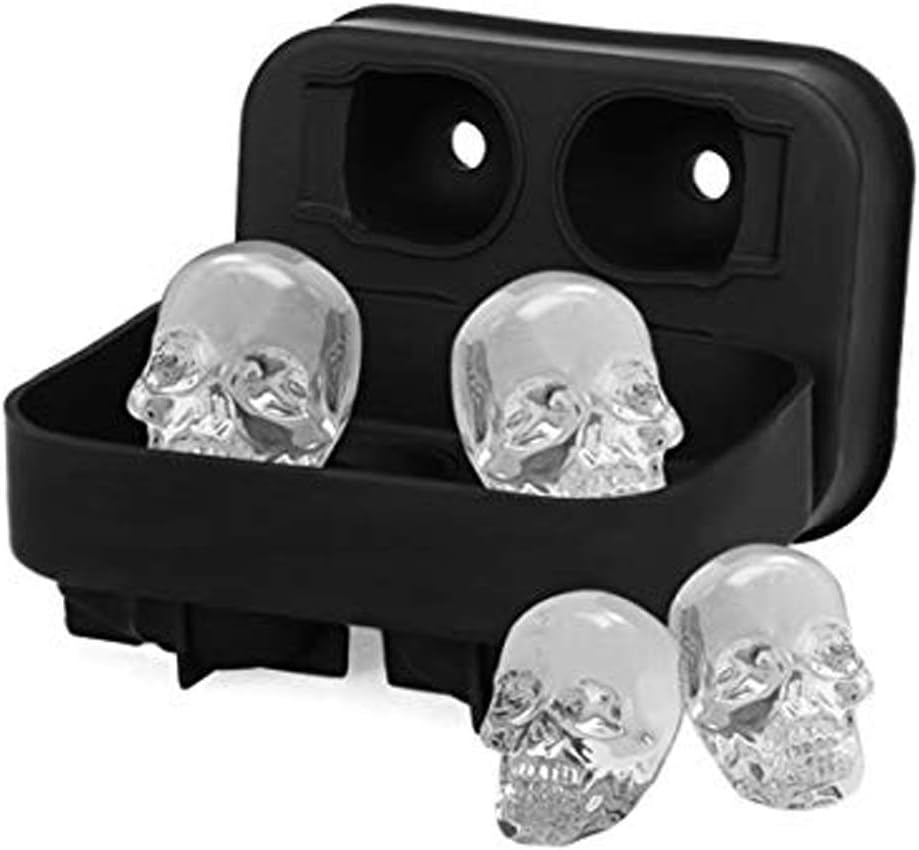 Generise 3D Silicone Skull Shape Ice Cube Trays Mold Mould Cocktails Whisky Halloween