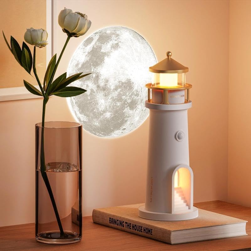 Leuchtturm Lampe Mit Mondprojektion - Bluetooth LED Lampe Mit Bewegungsensor