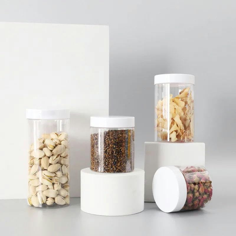 24x barattoli trasparenti 150ml 200ml 250ml 300ml contenitori per imballaggio cosmetico vuoti trasparenti con coperchi-250 ml-con coperchi bianchi-plastica