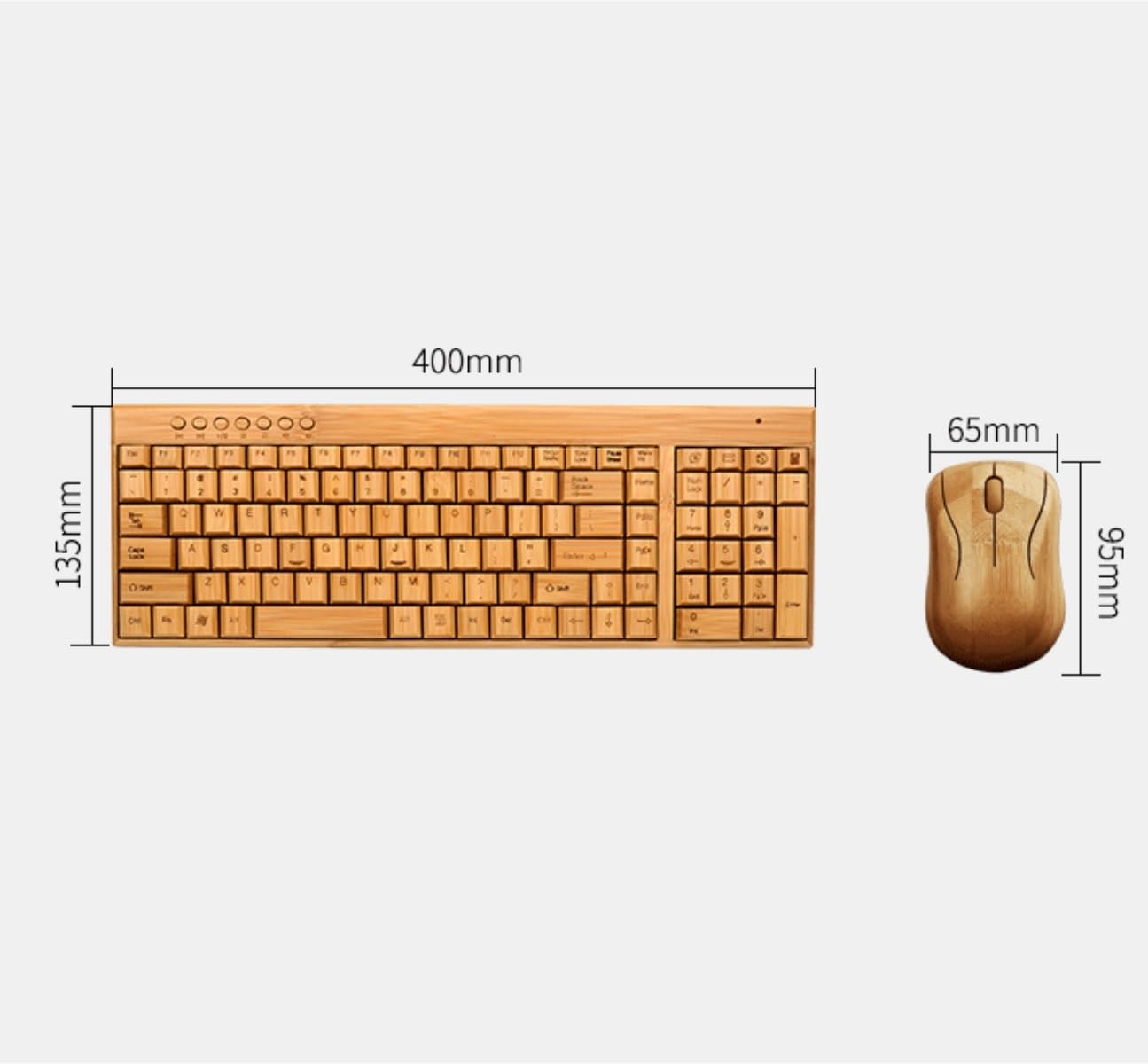 Ergonómicos Conjunto De Ratón Y Teclado, Combinación De Teclado, Ratón, Equipo Informático, Madera De Bambú Jugar Trabajar