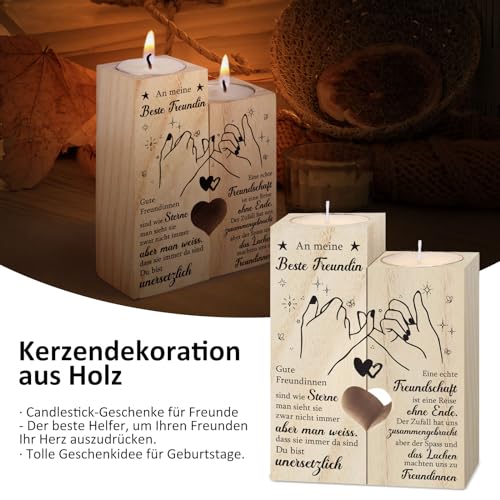 Beste Freundin Geschenke, Geschenk Freundin Weihnachten, Freundinnen Geschenk, Kerzenständer Xmas Geschenke für Freundin, Geburtstagsgeschenk Beste Freundin, Freundschaft Kerzen, BFF Geschenk