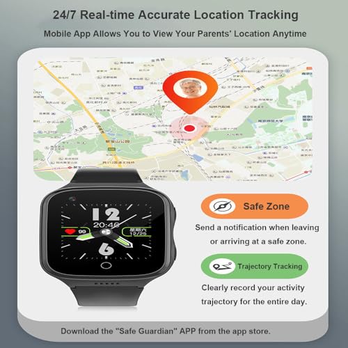 Reloj inteligente de salud para personas mayores con detección de caídas, pantalla de 1.4 pulgadas, alerta SOS, posicionamiento preciso, cámara, videollamada, monitoreo de salud, recordatorio