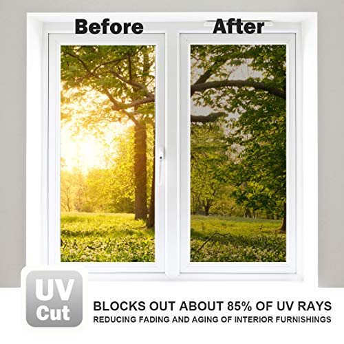 WPCTEV Window Film One Way Mirror Film Privacy Static Non-Adhesive Decorative Heat Control Anti UV Window Tint for Home and Office Silver 6 Mil 35.4 Inch x 32.8 Feet