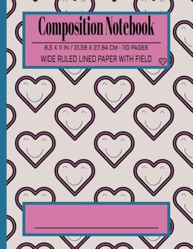 Smiling Heart Composition Notebook | Wide Ruled Notebook | 8.5