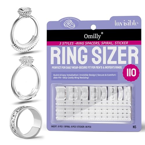 Ring Sizer Adjuster for Loose Rings - 110-Piece Invisible Resizing Kit with Spiral Coils, Ring...