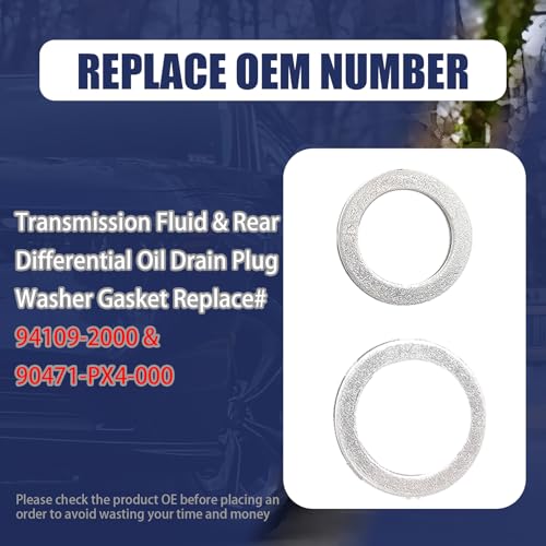 Image of 6 Rear Differential and 6 Automatic Transmission Plug Washers, Compatible with Honda Accord Acura Civic Ridgeline Odyssey CRV CR-V Pilot Fit Element, Replaces 90471-PX4-000 & 94109-20000
