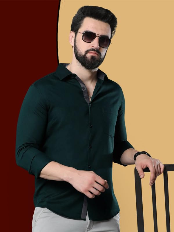 Image of Pinkmint Combo of Men Casual Cotton Blend Full Sleeves Formal Regular Slim Fit Plain Office Shirts