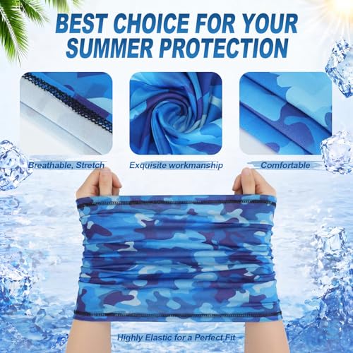 Image of Geyoga 6 /9 Pcs Summer UV Protection Cooling Neck Gaiter Scarf Face Clothing Neck Gaiter Mask Sunscreen Breathable Bandana