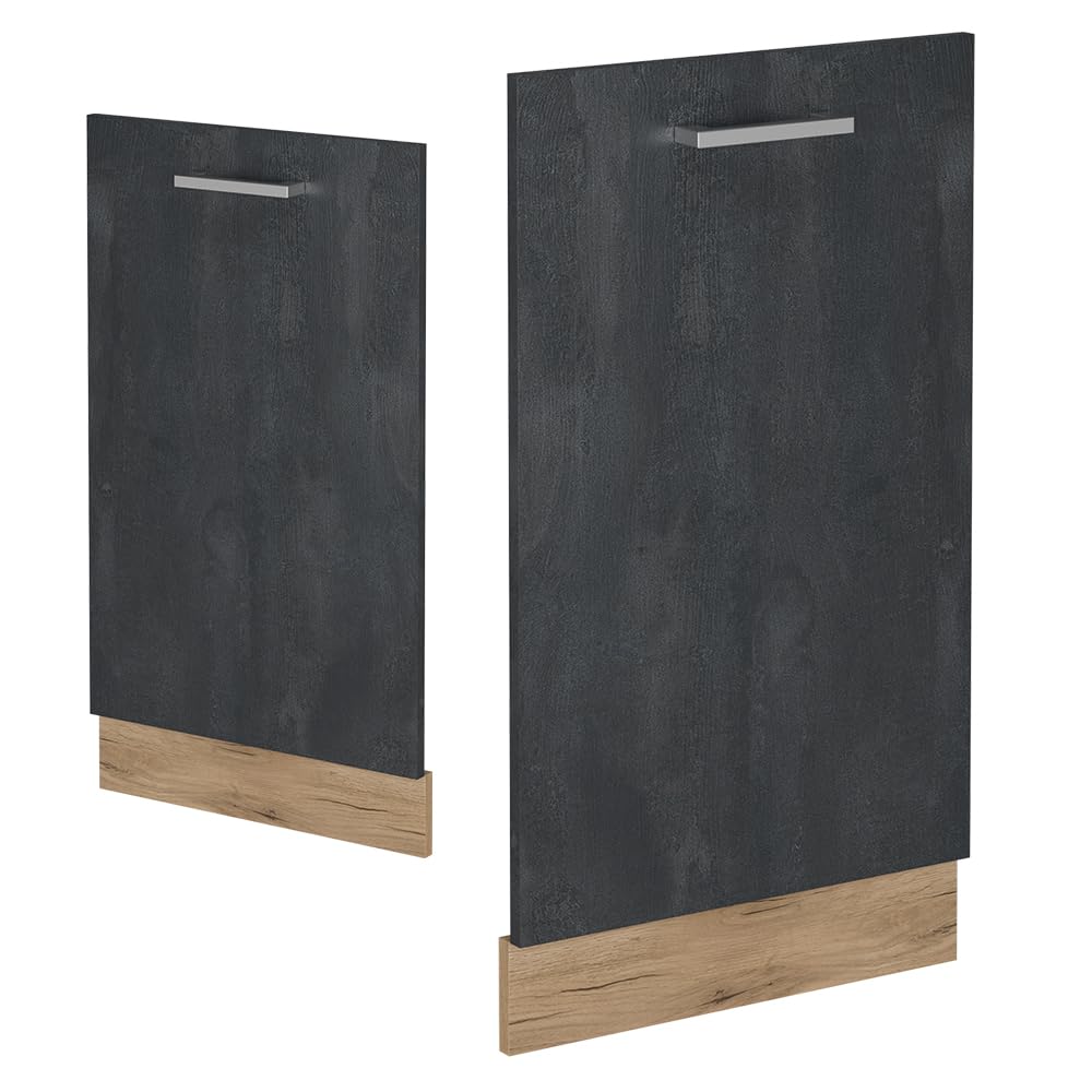 Vicco Geschirrspülblende R-Line, Schwarz Beton, 45 cm ohne Arbeitsplatte, zur freien Kombination innerhalb modularer Küchensysteme