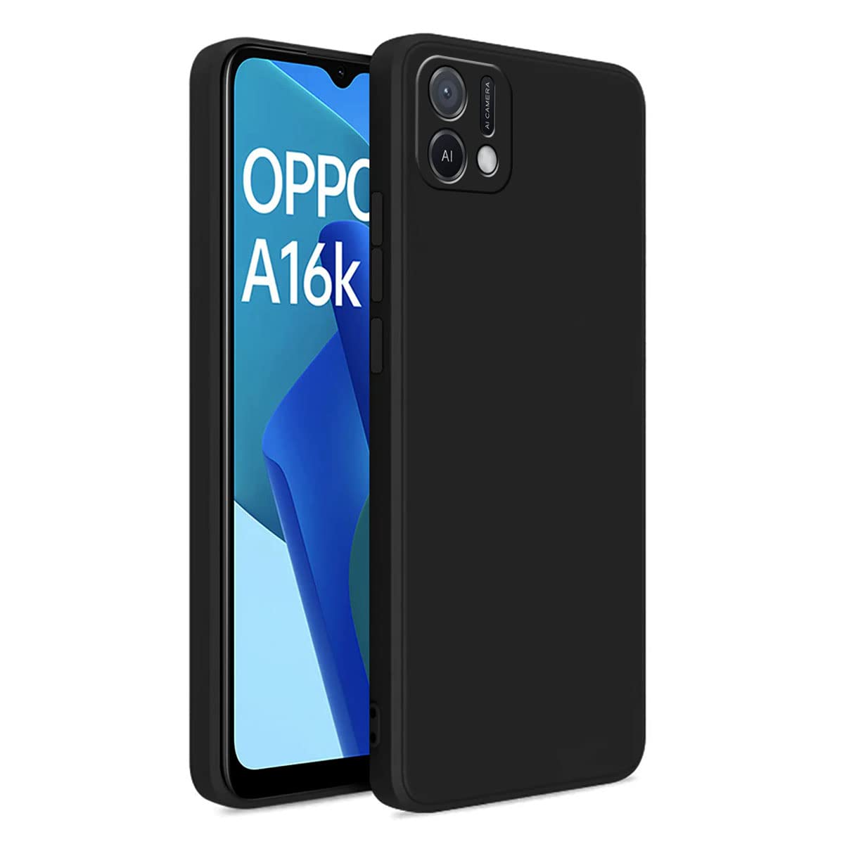 LIRAMARKSilicone Soft Back Cover Case for Oppo A16K | A16e (Silicone Black)