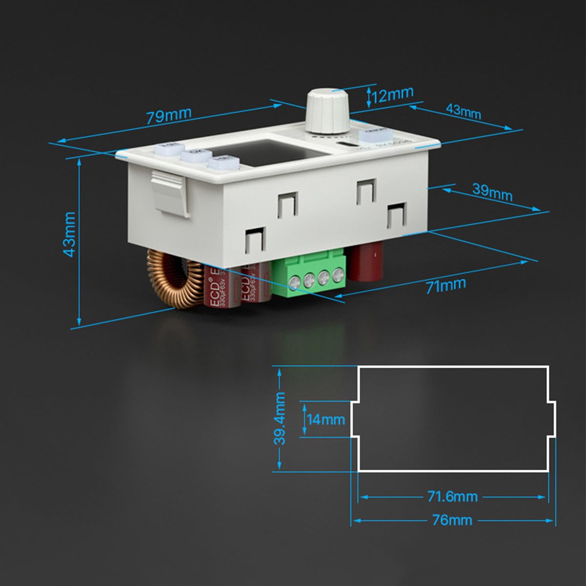 Regolatore di Tensione CC 60 V 6 A Multimetro Tensione CC Corrente Regolabile Step Down Alimentatore Voltmetro convertitore Buck
