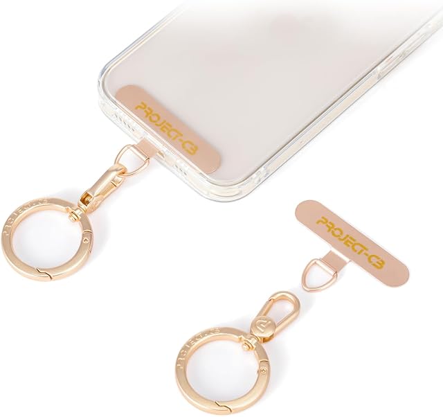 Phone Tether Tab, Lanyard Patch, Phone Stand, Strap Tab, Phone Key Ring, Ring Holder (Gold)