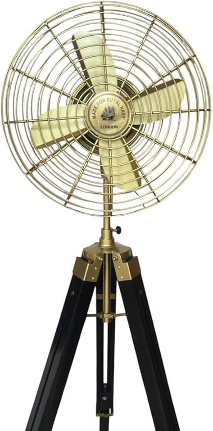 Brass & Black Nautical Tripod Fan