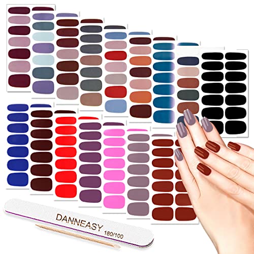 DANNEASY 16 Sheets Solid Color Nail Polish Strips for Women