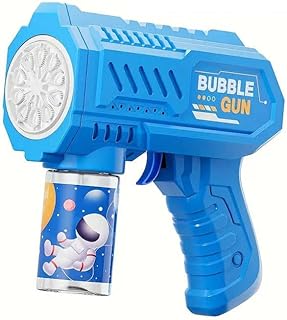 مسدس صنع الفقاعات - مسدس نفخ فقاعات - قاذف فقاعات للاطفال في الاماكن المغلقة والمفتوحة والحفلات والهالوين وعيد الفصح والعام الجديد وهدايا الكريسماس (ازرق)