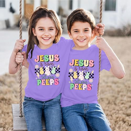 Image of LAZYCHILD Kids Easter Shirt Girls Happy Easter Shirts Rabbit Graphic Long Sleeve Striped Tee Tops 5-14 Years