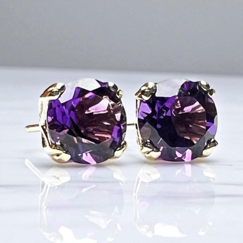Boucles d'oreilles rondes en améthyste et argent 925 LKSTD_0620 - 3