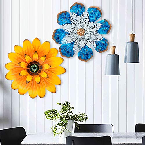 Aboxoo 13 Inch Yellow Daisy Metal Layered Floral Home Wall Art Sculptures For Bathroom Livingroom Bedroom Or Porch Patio Colorful Wall Decor thumb #8
