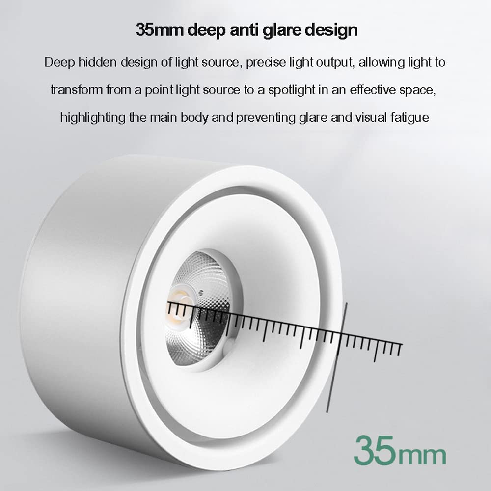 Zestaw Reflektorów Cob Montowanych Na Powierzchni Z 9 Listwami Baffle - 3-Calowy Cylinder Downlight - 5 W/7 W/12 W Okrągły Aluminiowy Sufitowy Downlight - Led Wewnętrzny Sufitowy RBlack-12w-6000K