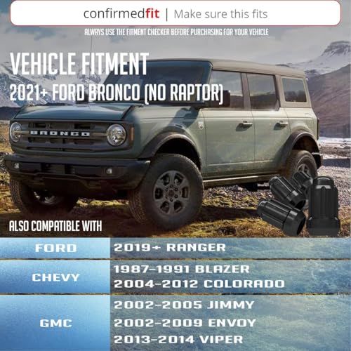 Image of Wheel Accessories Parts 24 Pcs + Key M12x1.5 12x1.5 Thread Car Spline 35mm 1.38 inch Long Lug Nuts Black Spline Hex Fits Chevy Blazer Colorado ｜ GMC Jimmy Canyon ｜ Ford Bronco (No Raptor) Ranger