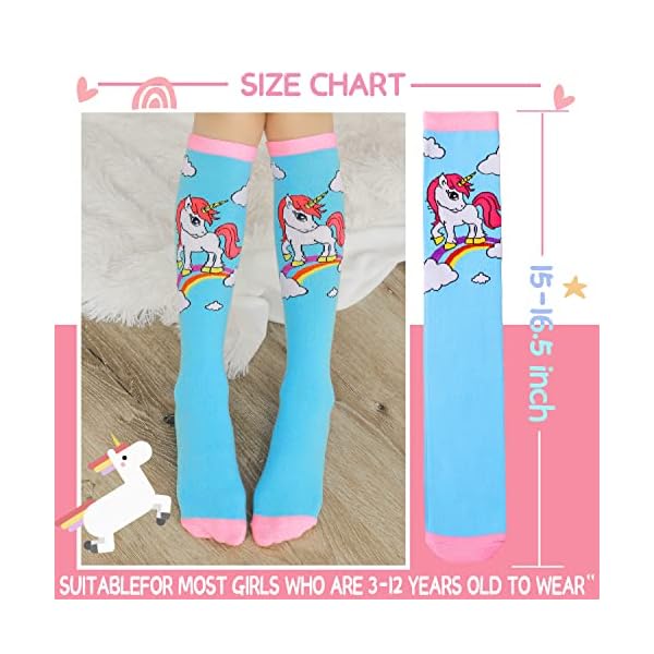 ANTSANG Mädchen Kniestrümpfe 6 Paar für Kinder Geschenke Lange Lustige Kindersocken Tier Baumwolle Socken 3-12 Jahre – Bild 7