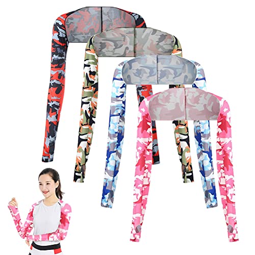 4 Pcs Cooling Shawl Arm Sleeve Sun Protection Cooler Shrug for Women, Breathable Anti UV Arm Sleeves with Finger Holes for Golfing, Cycling, Fishing, Driving, Outdoor Sports