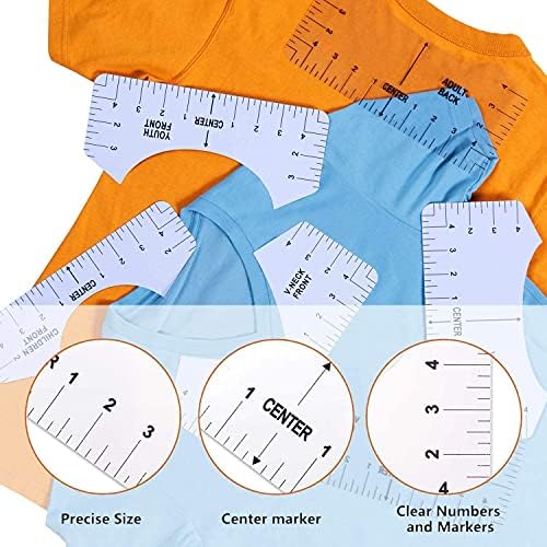 T Shirt Ruler Guide Set Tshirt Rulers Tool V-Neck Alignment Tool Assorted T-Shirt DIY Vinyl Printing Rulers Measure for Heat Press T-Shirt Center Design Round Neck Adult Youth Children