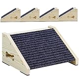 Dog Ramps for Stairs, Wooden Pet Ramp Stairs for Small Medium Dogs, Non-Slip Dog Pet Steps for Any Staircase, Stair Ramp for Injured Dogs with Anti-Slip Strip, 4 Pack