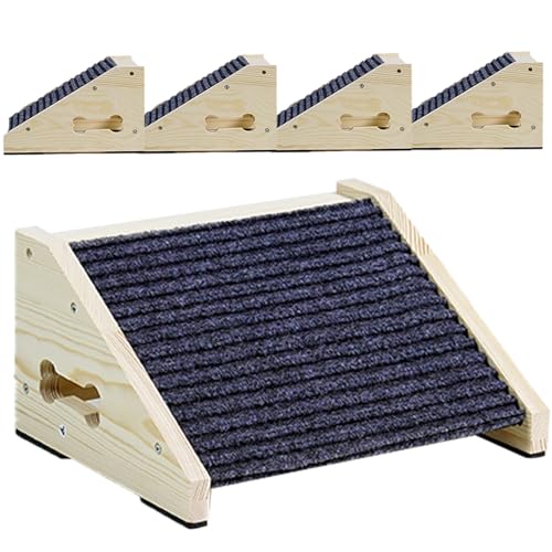 Dog Ramps for Stairs, Wooden Pet Ramp Stairs for Small Medium Dogs, Non-Slip Dog Pet Steps for Any Staircase, Stair Ramp for Injured Dogs with Anti-Slip Strip, 4 Pack