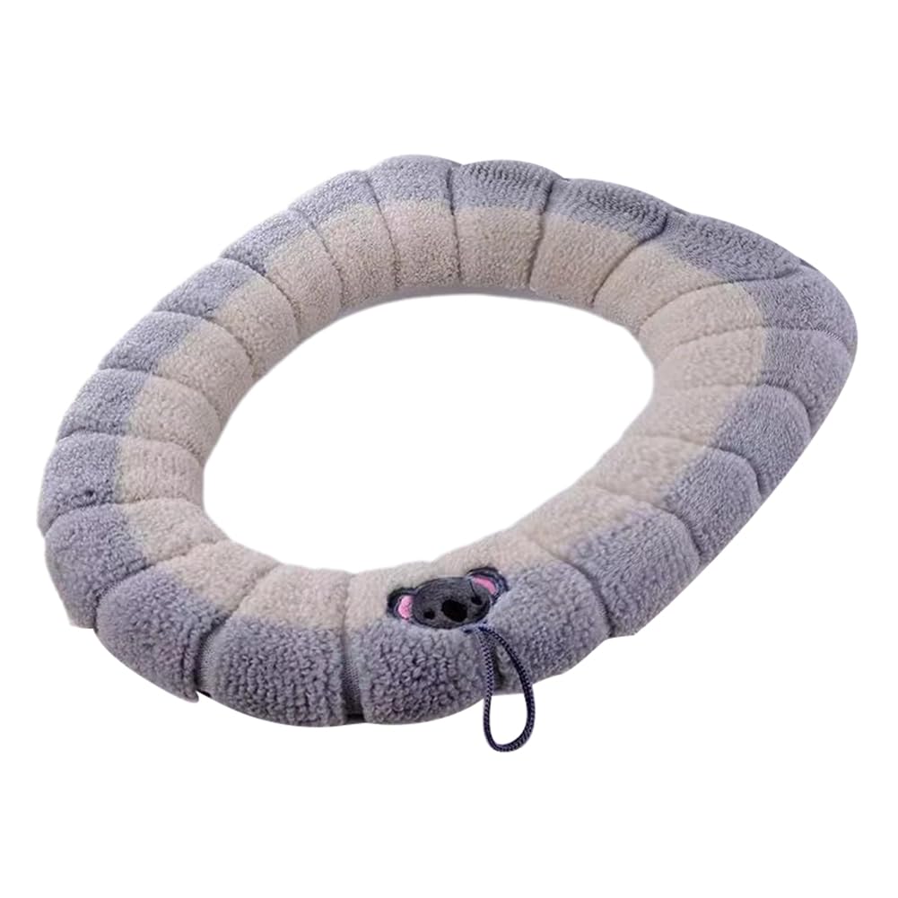 CTRLZS Universal Soft Washable Thickening Winter Plush Toilet Seat Cover Mat Bathroom Toilet Pad with Accessories A