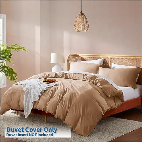 Nestl Mocha Brown Duvet Cover King Size - Soft Double Brushed King Duvet Cover Set, 3 Piece, with Button Closure, 1 Duvet Cover 104x90 inches and 2 Pillow Shams