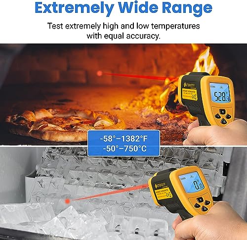 Image of Etekcity Infrared Thermometer Temperature Gun 800, -58℉ to 1382℉ with 16:1 DTS Ratio, Digital Laser Temp IR Tool for Cooking, Pizza Oven, Griddle, Fridge, Engine, Pool, Non Contact, Yellow