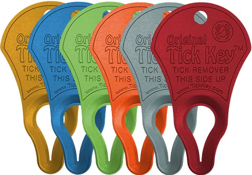 The Original Tick Key Tick Removal Device - Portable, Safe and Highly Effective Tick Removal Tool - Assorted Colors 6 Pack