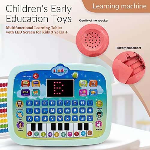 XUEXUE Kid Tablet Toddler Learning Pad Learning Toys with Screen -Educational Toys Fun Gifts -Music/Piano/ABC/Numbers/Words/Spell/Animals - for Boys&Girls 3-5 (Blue) – Bild 4