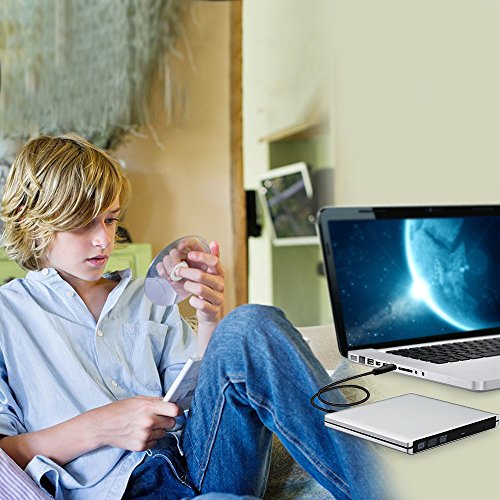 External DVD Drive USB3.0, Plug and Play Portable DVD Rewriter Burner, Slim, High Speed Data Transfer, Optical Drive CD/DVD-RW Superdrive for Laptop PC Support Windows/ Vista/7/8.1/10, Mac OSX