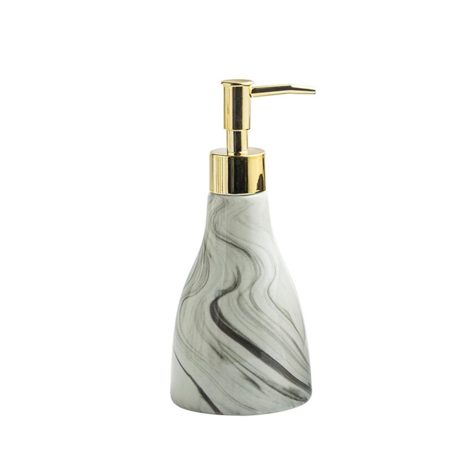 Yuue Conical Empty Barthroom And Dish Ceramic Soap Dispenser For Bathroom Kitchen Countertop Marble With Gold Pump Lotion Decor For Counter(Conical)