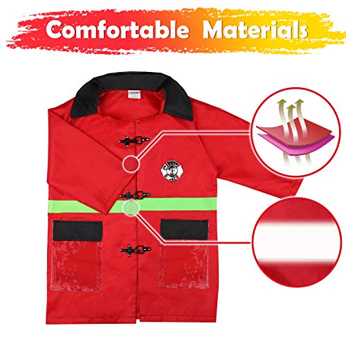 iPlay, iLearn Kids Fire Chief Costume, Halloween Fireman Dress Up Set, Fire Fighter Outfit, Pretend Role Play Firefighter Gifts for 3, 4, 5, 6 Year Old Toddler