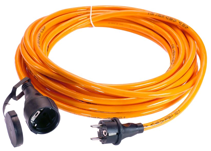AS Schwabe - Extensión de extensión (5 m, H07BQ-F 3G2,5 IP44, Exterior, 230 V, 16 A, Toma 2P+T, Naranja)