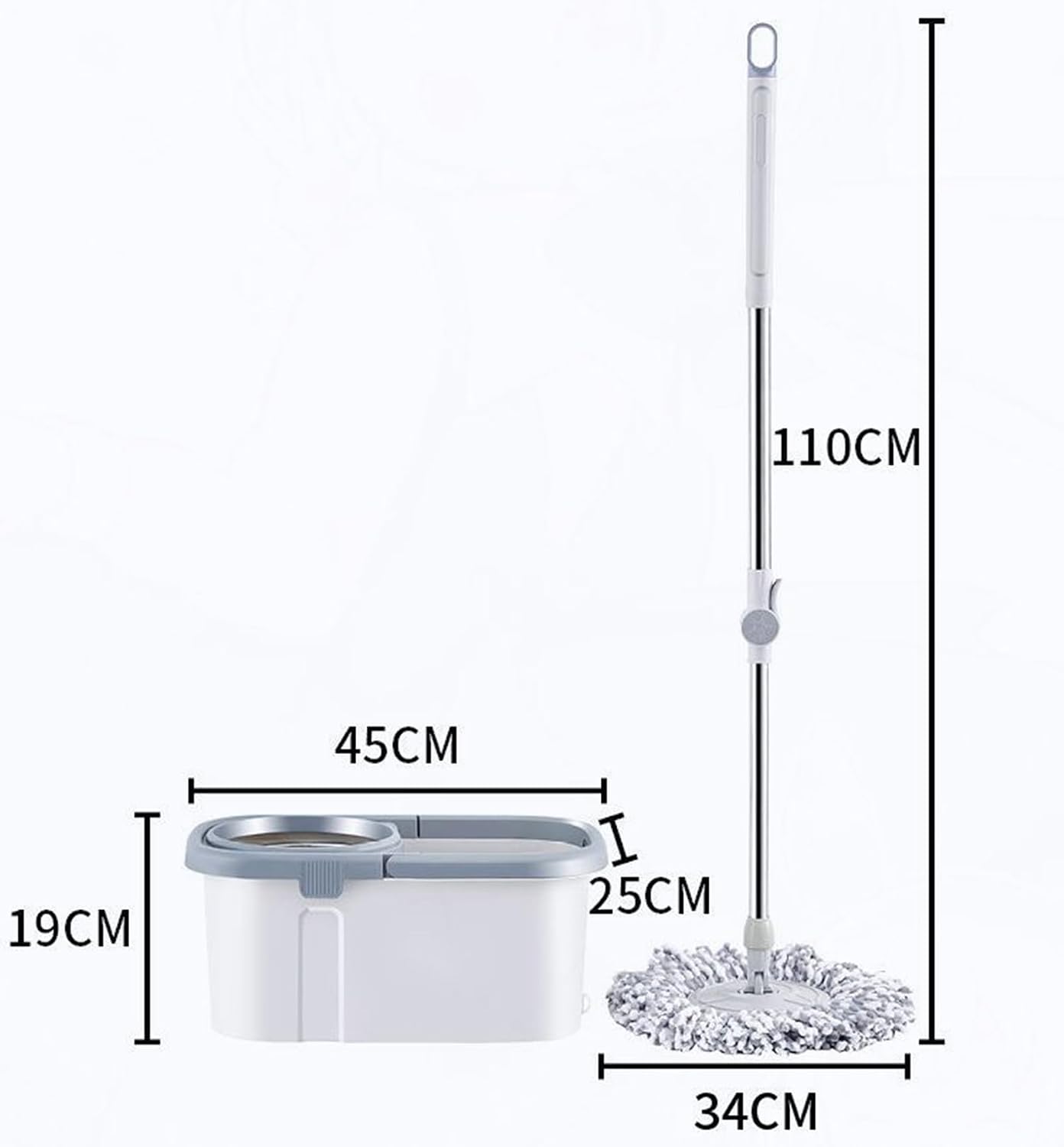 Spin Mop and Bucket Set,Microfiber Spin Mop with 3 Mop Pads Bucket with Wringer Set for Floor Cleaning - Home & Office Suitable,B