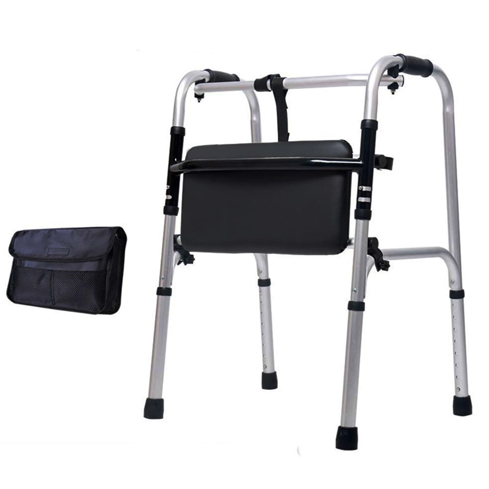 Andador ligero para personas mayores, andador plegable con asiento, altura ajustable, frenos, ayuda de movilidad para uso en interiores y exteriores